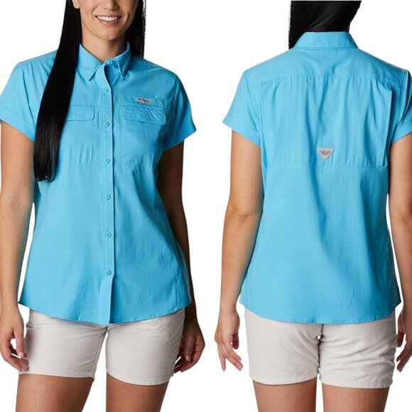 Columbia Skiff Guide Short Sleeve PFG Fishing/Active Shirt - Atoll (Blue) - L - Picture 1 of 14